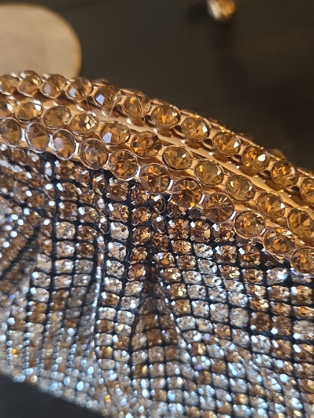 Nwt Unique Gold and Silver Crystal Embellished Evening Clutch Bag - Picture 7 of 11